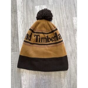 TIMBERLAND Beanie Brown Hat With Poof On‎ Top One Size OS